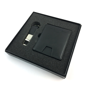 Ensemble cadeau portefeuille en cuir de haute qualité, ensemble cadeau <span class=keywords><strong>porte</strong></span>-clés et <span class=keywords><strong>porte</strong></span>-cartes pour hommes. - Product Image 2