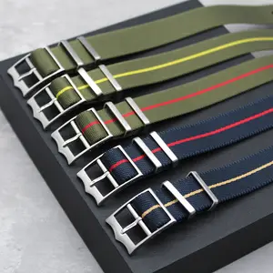 Upgrade 1 Piece Adjustable Hollow Nylon Woven Watch Strap 18mm 20mm 22mm Twill Striped Canvas Watch Bands For Tudo Watch