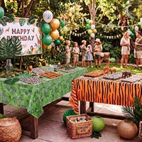 Nappes à imprimé animalier, thème jungle, léopard, tigre, zèbre, girafe, décorations de mariage Safari, polyéthylène, 137x274cm, 4 pièces