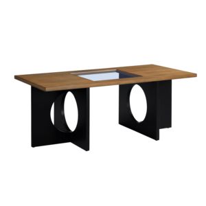 DB 47 Table basse rectangulaire contemporaine avec dessus en verre trempé transparent et espresso léger noir Ensemble de style simple moderne inclus - Product Image 3