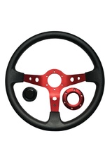 Volant de course universel de 14 pouces (350 mm), volant en daim, compatible avec la plupart des voitures avec adaptateur de moyeu à 6 trous