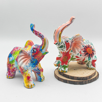 Vente en gros de statue d'éléphant colorée en résine Graffiti Art Décoration Résine Artisanat pour la maison et le jardin Décoration et cadeaux