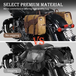 NiceCNC – sacoches universelles en cuir et toile pour siège arrière en cire d'huile, sacoches latérales de <span class=keywords><strong>moto</strong></span> - Product Image 2