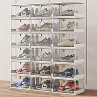 Boîte de rangement pour chaussures Haogle pliable transparente en PP injecté, lot de 12, organisateur multifonctionnel avec design pliable transparent