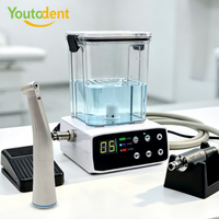 Micromoteur dentaire électrique sans balais avec alimentation en eau en plastique, pièce à main contre-angle multiplicatrice 1:1, micromoteur