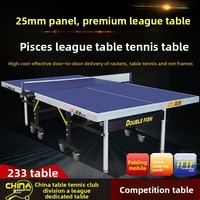 Double Fish 233 Table de tennis de table 25mm Standard pliable et mobile Double Fish Design pour la maison compétitions intérieures 233