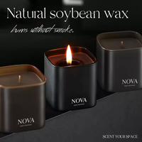 Bougie en verre personnalisée artisanale de luxe NOVA avec logo parfumé, cadeaux pour Diwali, la Saint-Valentin, Noël, les fêtes, les entreprises
