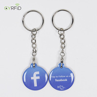 Étiquettes de clé RFID NFC en époxy 13,56 MHz, mini porte-clés intelligent NFC pour les réseaux sociaux Google/Instagram/TikTok, porte-clés en époxy programmable