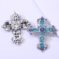 Nouvelle Broche Croix Élégante et Créative en Alliage avec Strass, Ornée de Diamants, Personnalisée, Tendance, pour Vêtements Féminins, Accessoire de Corsage, Épingle