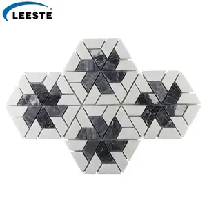 Дизайн из смешанного натурального камня, трапециевидная мраморная мозаика для кухонной настенной плитки