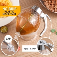 BAMBUS Vente en gros de distributeur de sirop en plastique transparent de qualité alimentaire Pot de miel en forme de peigne Pot de miel avec support Accessoires de cuisine
