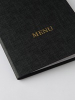 Porte-menu en cuir PU noir OEM, 4 vues, porte-menu de restaurant de luxe avec logo