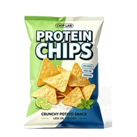 Chips protéinés véganes soufflées à l'air, sans huile, assaisonnées, faibles en gras, à base de protéines de riz et de pois, saveur caramel