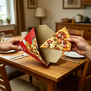 Boîte à <span class=keywords><strong>pizza</strong></span> individuelle auto-érectible de 6 pouces en papier couché imprimé sur mesure pour 1/6 de <span class=keywords><strong>pizza</strong></span>, jetable et portable - Product Image 5