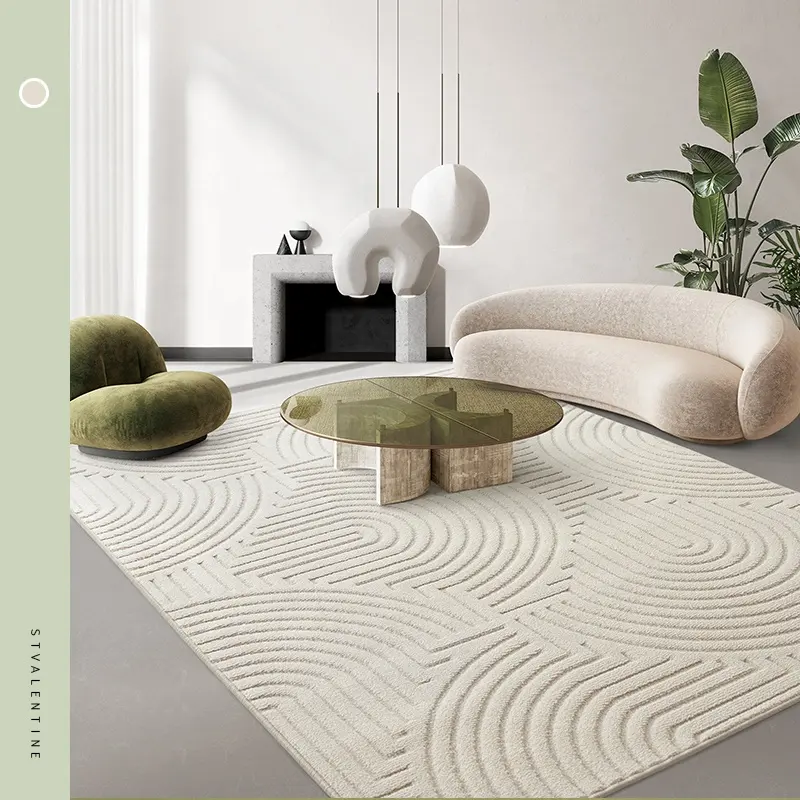 High quality machine made polyester beige or grey carpet living room custom design