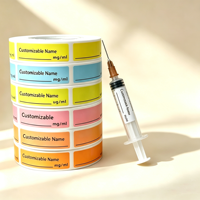 Étiquettes autocollantes personnalisées, imperméables et inscriptibles pour flacons de peptides et seringues d'injection - PET écologique et durable pour la concentration de médicaments