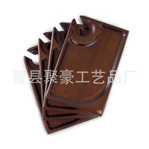 Bandeja rectangular de madera de acacia para copas de vino con asa para fiestas y cenas - Product Image 4