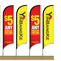 Drapeaux de plage publicitaires imprimés par transfert thermique personnalisés, mât en aluminium extérieur, polyester 110g, 2,8m-5,5m, bannières sportives
