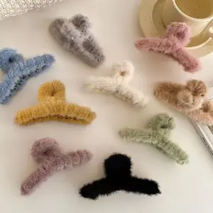 Garras de cabelo falso de vison, grampos de pelúcia macios para inverno e outono, acessórios quentes para cabelo