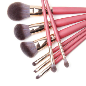 ชุดแปรงแต่งหน้าขนสังเคราะห์วีแกน 8 ชิ้น สีชมพูหรูหรา รับผลิตแบรนด์ส่วนตัว แปรงแต่งคิ้วแบบแบนบางพิเศษ - Product Image 4