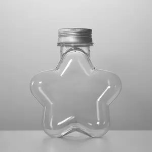 Bottiglia a forma di stella a cinque punte da 500ml/16 once con coperchi e contenitori per bevande in plastica PET di paglia Bubble Tea Boba Cups Packaging