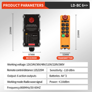Télécommande sans fil industrielle personnalisée LD-BC6+ robuste, anti-chute, étanche pour équipement de manutention - Product Image 2