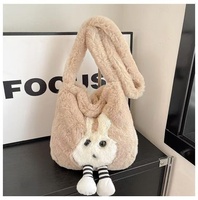 Sac bandoulière en peluche pour femme, nouvelle collection haut de gamme, tendance automne/hiver, fermeture magnétique, motif dessin animé, avec empiècements