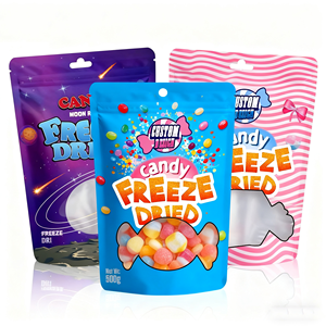 Kundenspezifisch Bedruckte Laminierte Gefriergetrocknete Süßigkeiten Doypack Standbeutel Lebensmittelverpackung Mylar-Beutel mit Klarsichtfenster Feuchtigkeitsbeständig für Tierfutter - Product Image 2