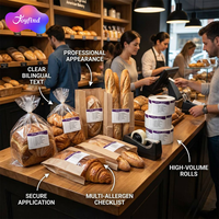 Étiquette d'emballage de qualité commerciale approuvée par la FDA, stock suffisant, autocollant en vinyle en rouleau, inscriptible, imperméable, étiquette alimentaire pour la sécurité alimentaire et les allergènes