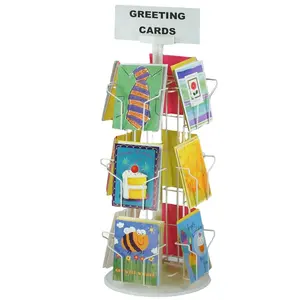 Custom Creative Factory Prijs Draaibare Metalen Materiaal Teller Top Boek Postkaart Wenskaart Display Stand