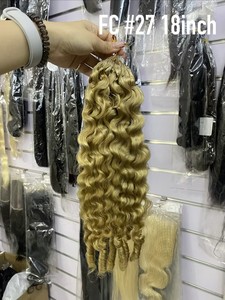 FH Color French Curly Miracle Knot Crochet <b>Braid</b> Human Hair <b>Extension</b> with Spiral Curly Ends Braiding Human Hair - Product Image 3
