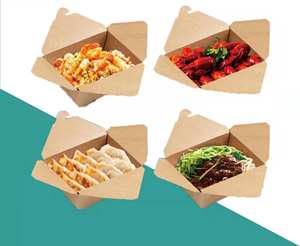 Vendita calda riciclata 1000ml <span class=keywords><strong>2</strong></span> scomparti marrone carta Kraft per uso alimentare scatola per imballaggio Sandwich insalata cibo da asporto scatola per il pranzo - Product Image 4