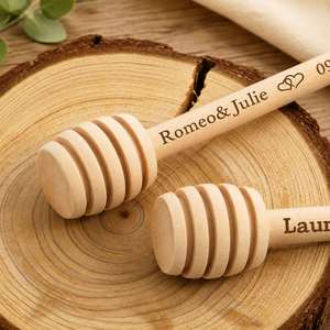 Cuillères à miel en bois personnalisées gravées avec le nom pour pot de miel, thé et café, cadeaux de mariage pour invités, décoration de fête - Product Image 4