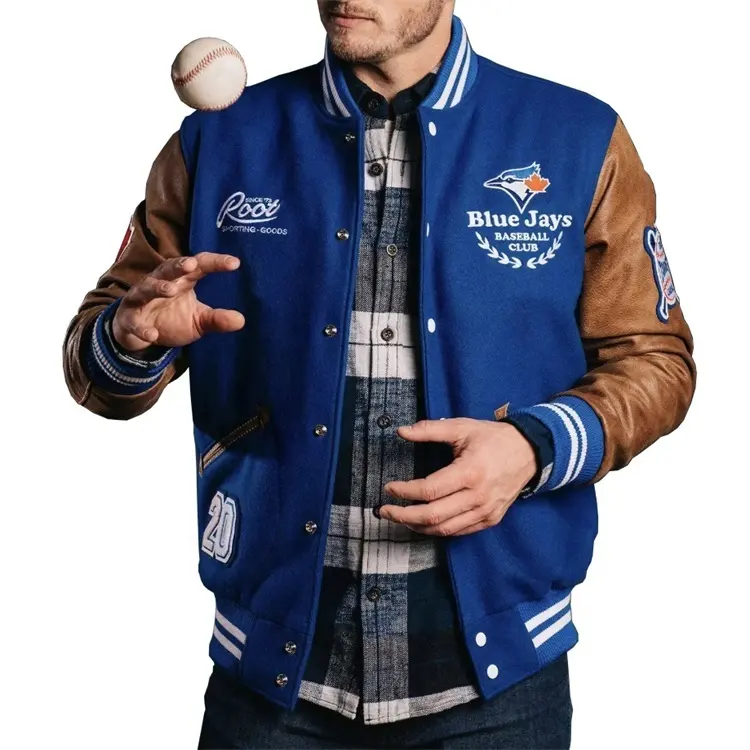 OEM Custom men's jackets autumn chenille embroidery leather sleeves bomber baseball varsity letterman jacket wholesale