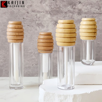 Tubes ronds pour rouge à lèvres, huile à lèvres et gloss de 4 ml, 5 ml, 10 ml, avec couvercle en bois, flacon transparent, conteneur vide en plastique pour sérum à lèvres et blush