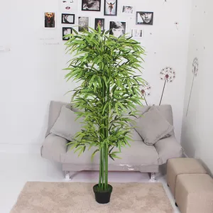 Feuilles de soie de bambou vertes artificielles, pot de 20 cm, fausse plante verte, décoration pour la maison et le bureau