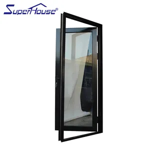 Superhouse Hinged Door Exterior Double Glass Aluminium Frame French Casement Doors Push And Pull Steel Grid Entrance