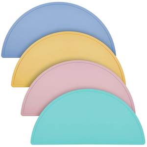 بيع بالجملة حصيرة سيليكون للأطفال سهلة التنظيف لتغذية الأطفال الصغار حصيرة طاولة سيليكون نصف دائرة - Product Image 2