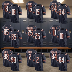 Maillot de football à col en V pour homme Chicago Bears, manches courtes, polyester respirant, impression des numéros d'équipe, coupe classique, vêtements pour adultes - Product Image 2
