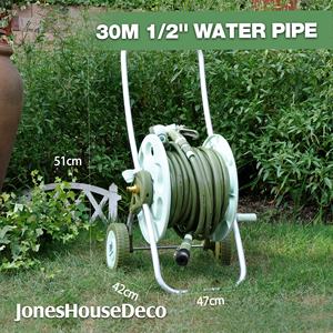 Taşınabilir 30M bahçe hortumu makara plastik su hortum makarası sepeti tekerlekler ile bahçe sulama nozulları hortum boru standı - Product Image 5
