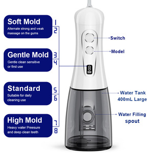 Hydropulseur buccal portable XBH avec réservoir <span class=keywords><strong>d</strong></span>'<span class=keywords><strong>eau</strong></span> de 400 ml, batterie de 1100 mAh, embouts de rechange, pour usage domestique, nettoyeur dentaire - Product Image 2