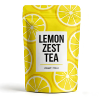 Sachet de thé personnalisé imprimé à la senteur de zeste de citron, refermable avec fermeture éclair, pour emballage alimentaire, en plastique, pour mélange de thé glacé aux herbes, 750 ml