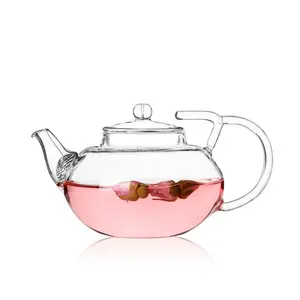 Set di teiere per fiori con manico creativo a forma di bellezza teiera in vetro borosilicato da 400ml