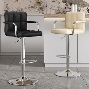 LingTuo <b>Bar</b> <b>Stool</b> Pu <b>Leather</b> Adjustable Height Black Orange Kitchen Dining Room Chair - Product Image 3