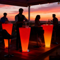Table ronde à bar lumineuse à LED, meubles en plastique imperméables pour discothèque, salon, jardin, mariage