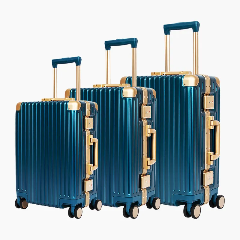 Toptan tekerlekli çanta bavul yetişkin alüminyum valiz 20 24 inç şifreli kilit bagaj büyük kapasiteli yatılı bavul