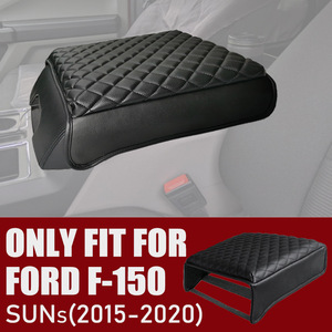 Protector de Consola Central para Ford F150, Alfombrilla de Cuero PU Impermeable, con Bordado a Cuadros Negro - Product Image 5