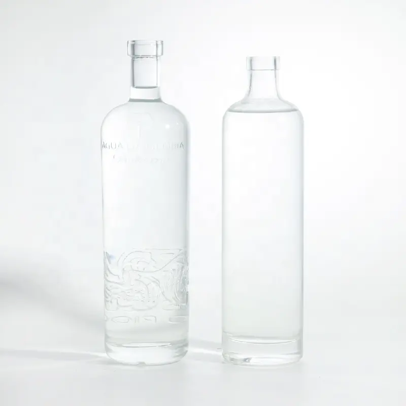 Botella de cristal transparente con forma de Vodka, botella de cristal de alta calidad con corcho, 700ml750ml