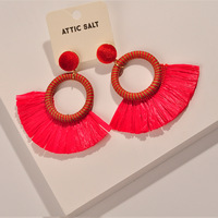 Pendientes de Aleación de Zinc con Flecos de Crochet Estilo Boho, Juego de Joyería Vintage con Borlas Largas Hechas a Mano, Unisex