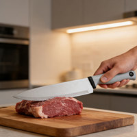 Ensemble de couteaux de chef en acier inoxydable avec logo personnalisé, 5 pièces, couteau de cuisine avec manche en PP, lame en acier inoxydable 3Cr13 pour couper